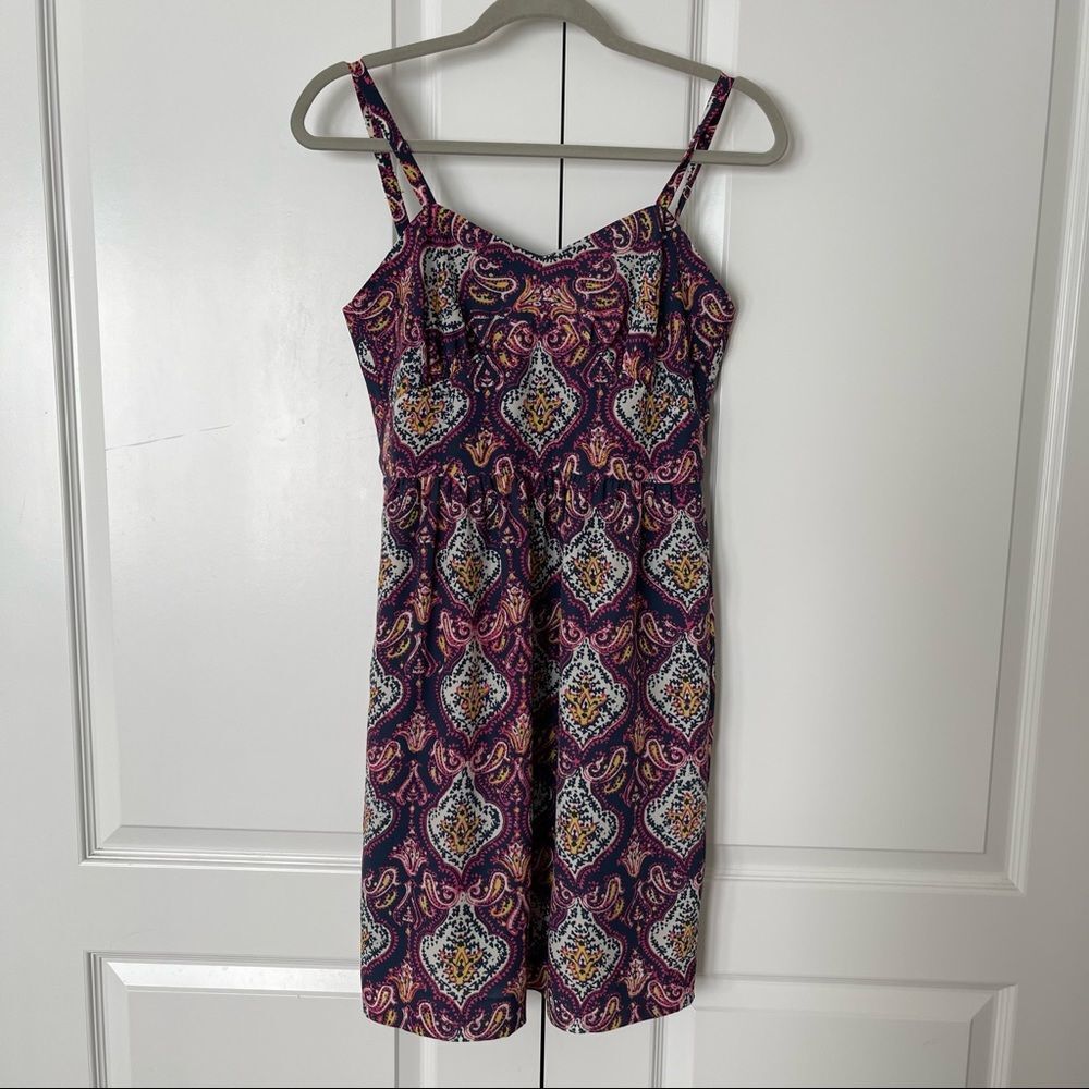 J. Crew Geometric Spaghetti Strap Dress Size 6 Side Pockets